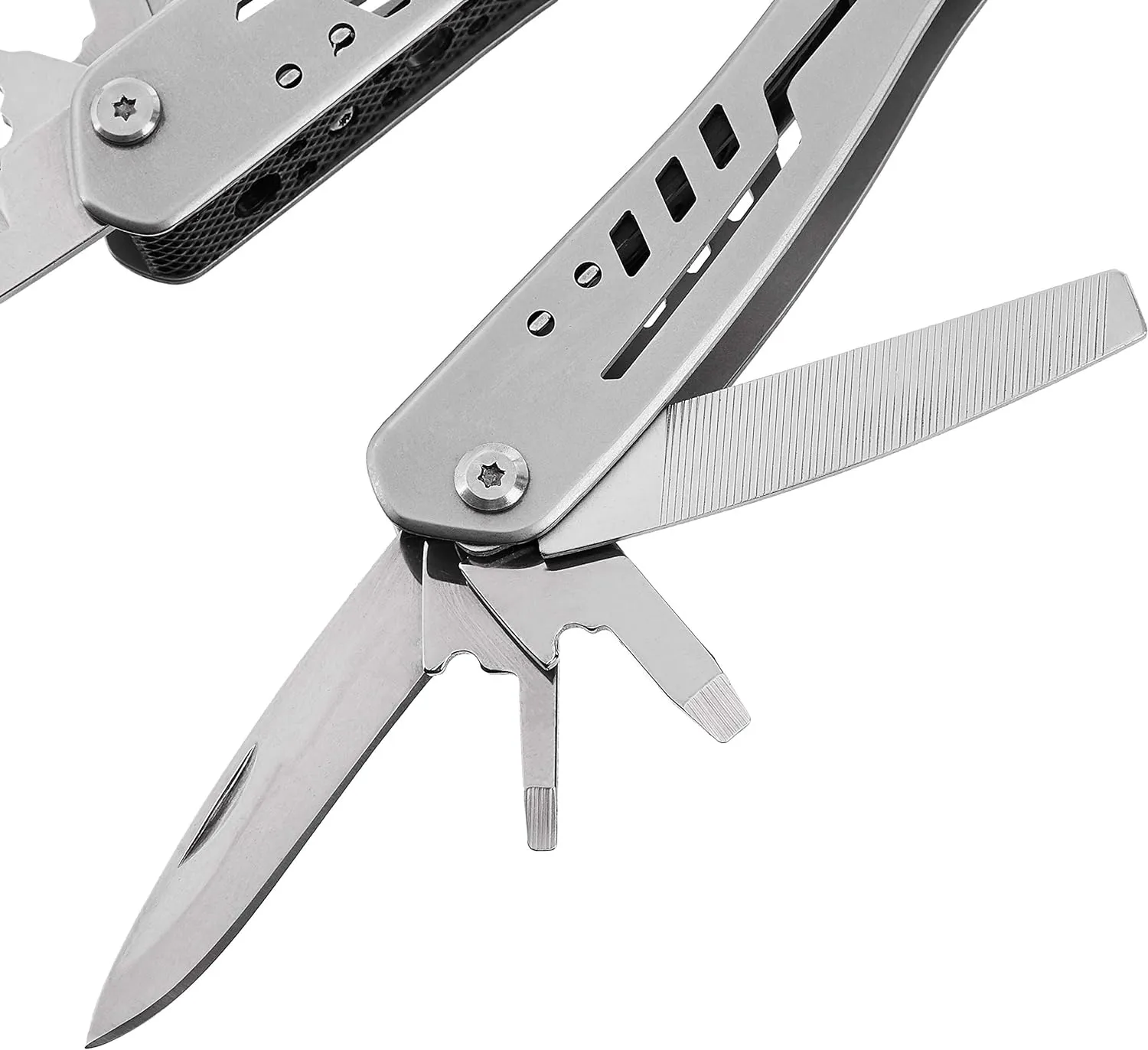 10-in-1 Stainless Steel Electrician's Stripping Multitool Safety Lock with Nylon Sheath, Silver