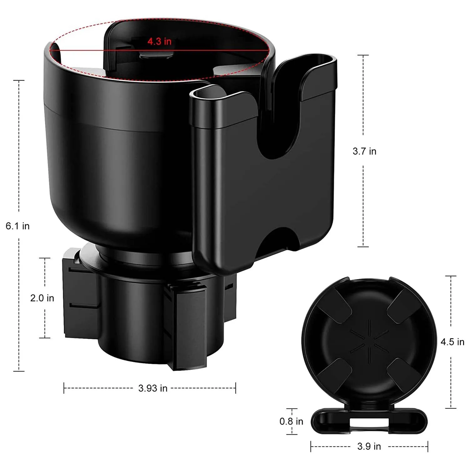 2-in-1 Car Cup Holder Expander Adapter with Adjustable Base, Custom Fit For Your Cars, Car Cup Holder Expander Organizer with Phone Holder, Fits 32/40 oz Drinks Bottles, Car Accessories TY15988