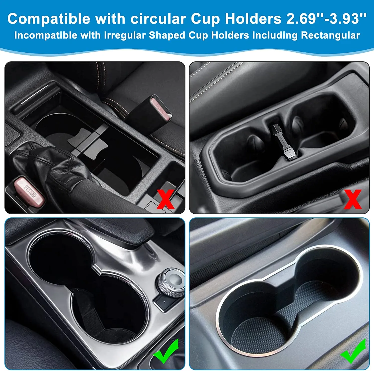 2-in-1 Car Cup Holder Expander Adapter with Adjustable Base, Custom Fit For Your Cars, Car Cup Holder Expander Organizer with Phone Holder, Fits 32/40 oz Drinks Bottles, Car Accessories TY15988
