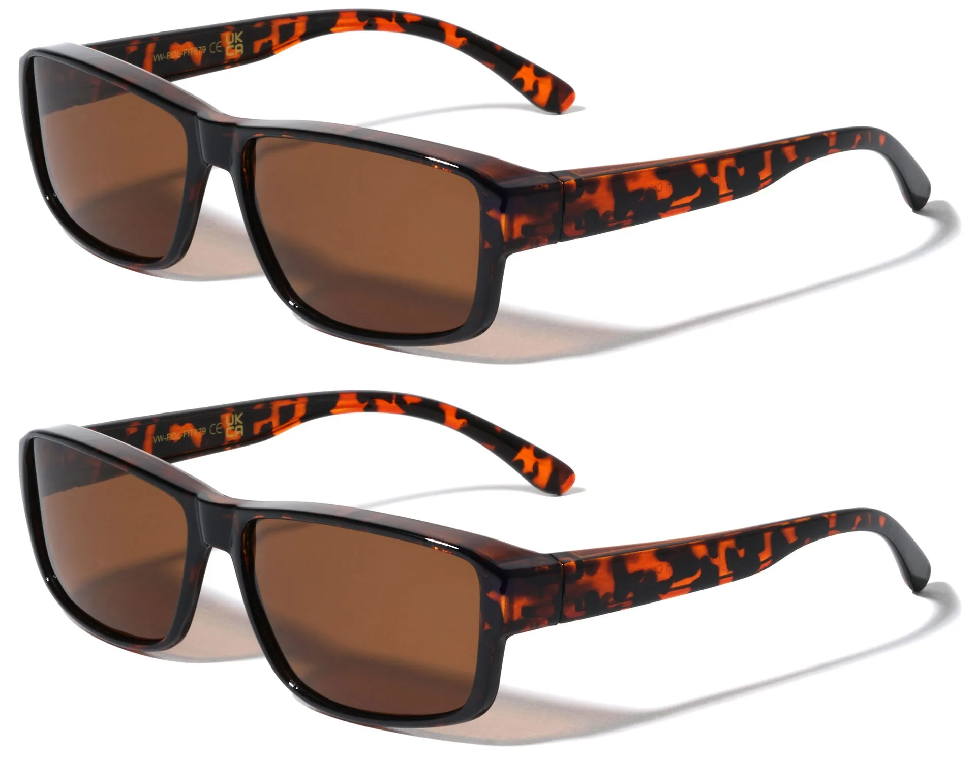 2 Pairs of Rectangular Polarized Fit Over Sunglasses Wear Over Eyeglasses Unisex