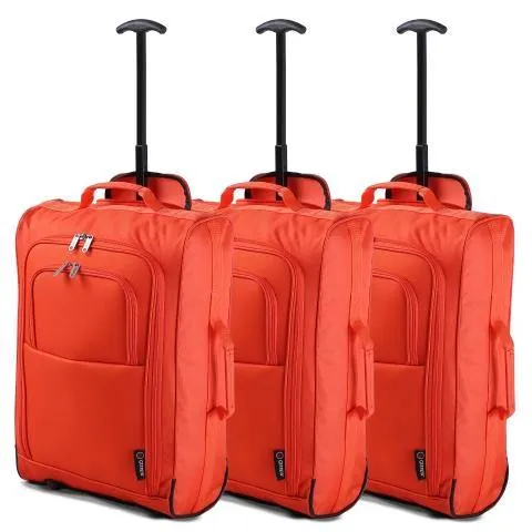 5 Cities (55x35x20cm) Lightweight Cabin Hand Luggage Set (Black   Navy   Green)
