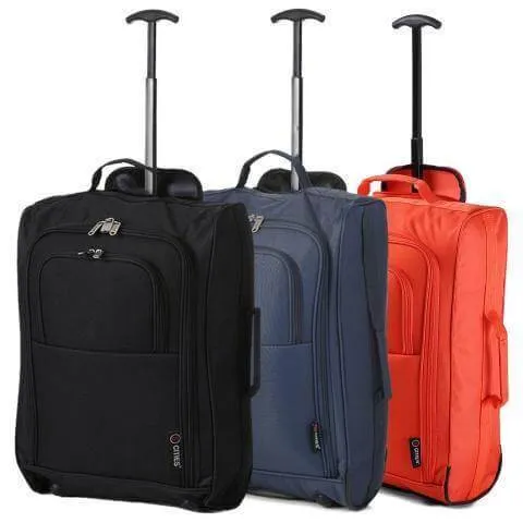 5 Cities (55x35x20cm) Lightweight Cabin Hand Luggage Set (Black   Navy   Green)