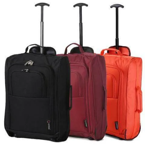 5 Cities (55x35x20cm) Lightweight Cabin Hand Luggage Set (Black   Navy   Green)