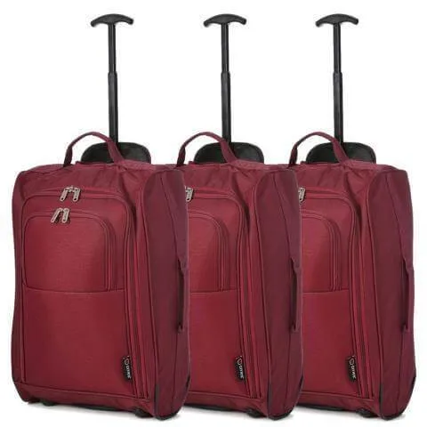 5 Cities (55x35x20cm) Lightweight Cabin Hand Luggage Set (Black   Navy   Green)