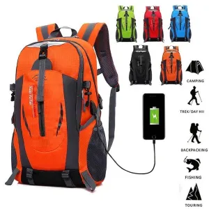 50L USB Outdoor Hiking Sport Trekking Fishing Waterproof Camping Backpack
