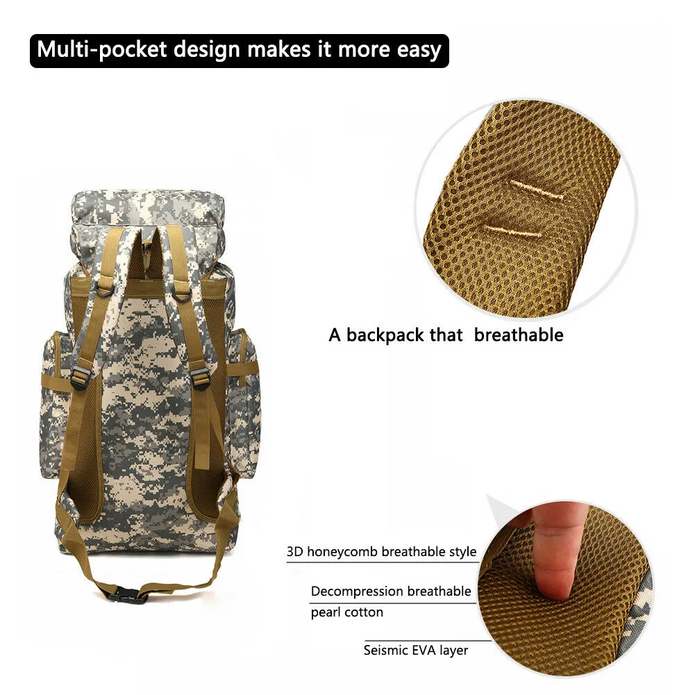 80L Military Tactical Rucksack Army Molle Backpack