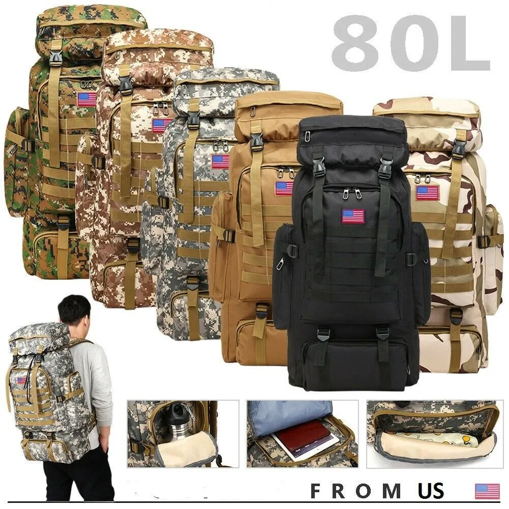 80L Military Tactical Rucksack Army Molle Backpack
