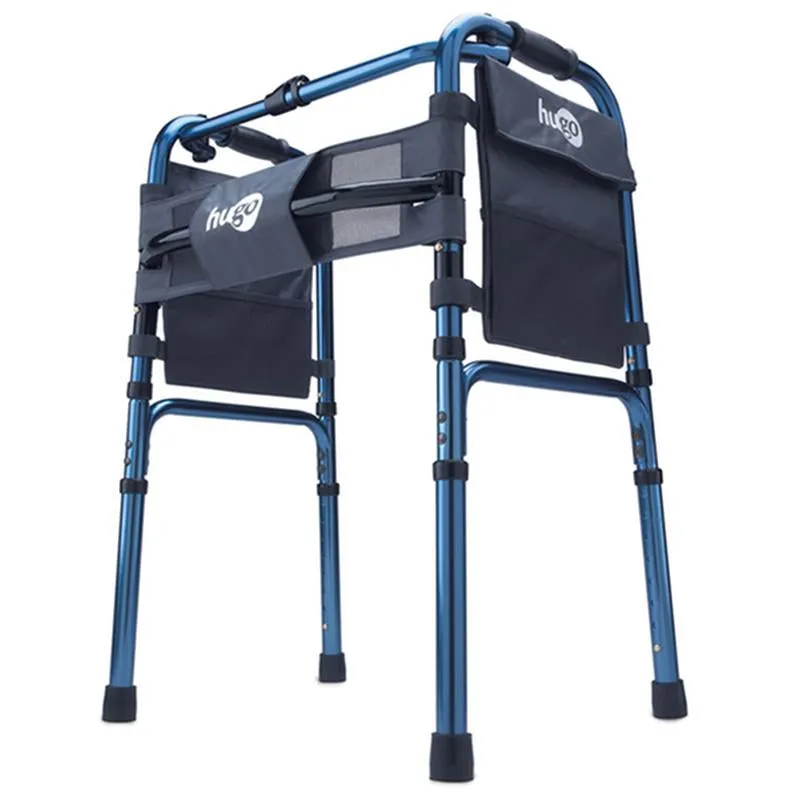 Adjustable Folding Walker With 5" Wheels and Plastic Glides, Sapphire Blue - 1 Each