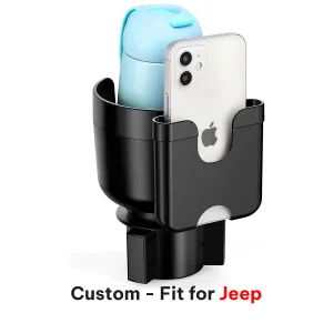 Car Cup Holder 2-in-1, Car Cup Holder Expander Adapter with Adjustable Base, Car Cup Holder Expander Organizer with Phone Holder