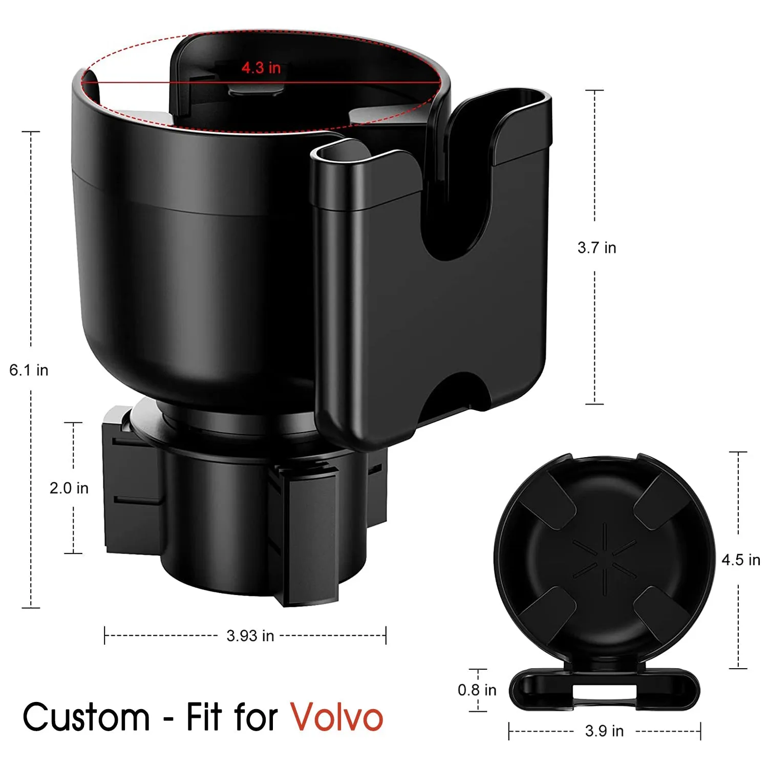 Car Cup Holder 2-in-1, Custom-Fit For Car , Car Cup Holder Expander Adapter with Adjustable Base, Car Cup Holder Expander Organizer with Phone Holder WAOV233