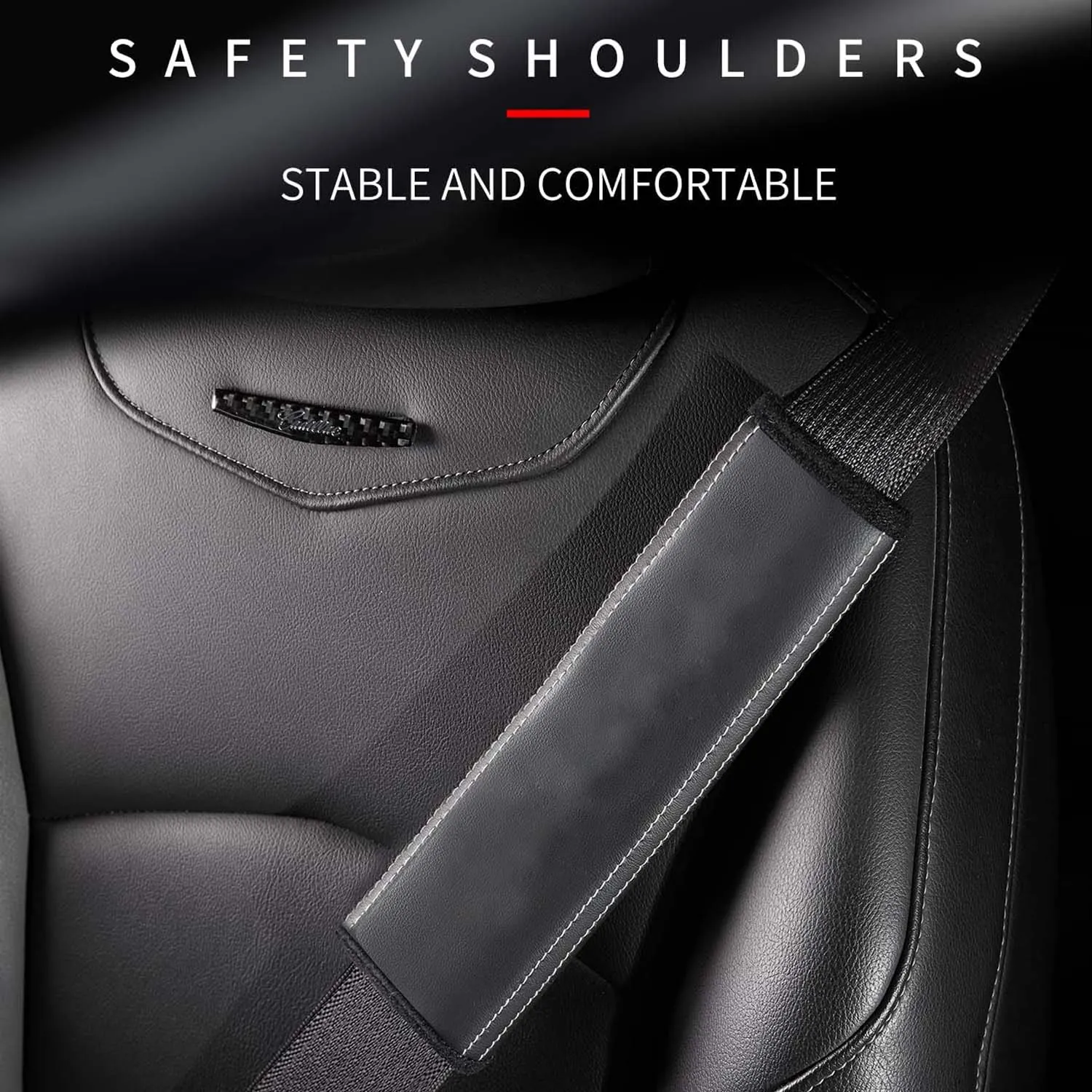 Car Seat Belt Covers (2PCS), Custom Fit For Your Cars, Microfiber Leather Seat Belt Shoulder Pads for More Comfortable Driving, Car Accessories IN13994