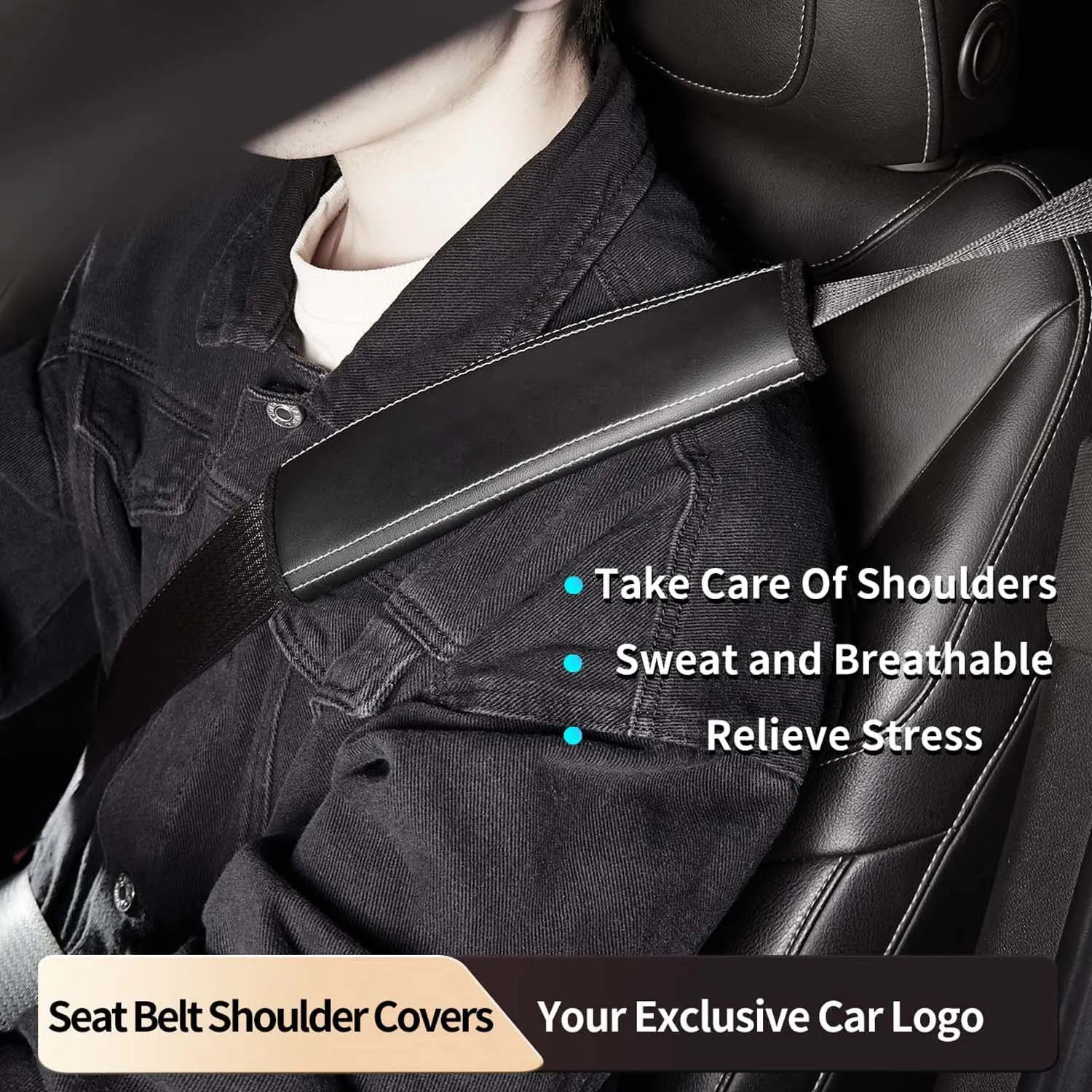 Car Seat Belt Covers (2PCS), Custom Fit For Your Cars, Microfiber Leather Seat Belt Shoulder Pads for More Comfortable Driving, Car Accessories IN13994