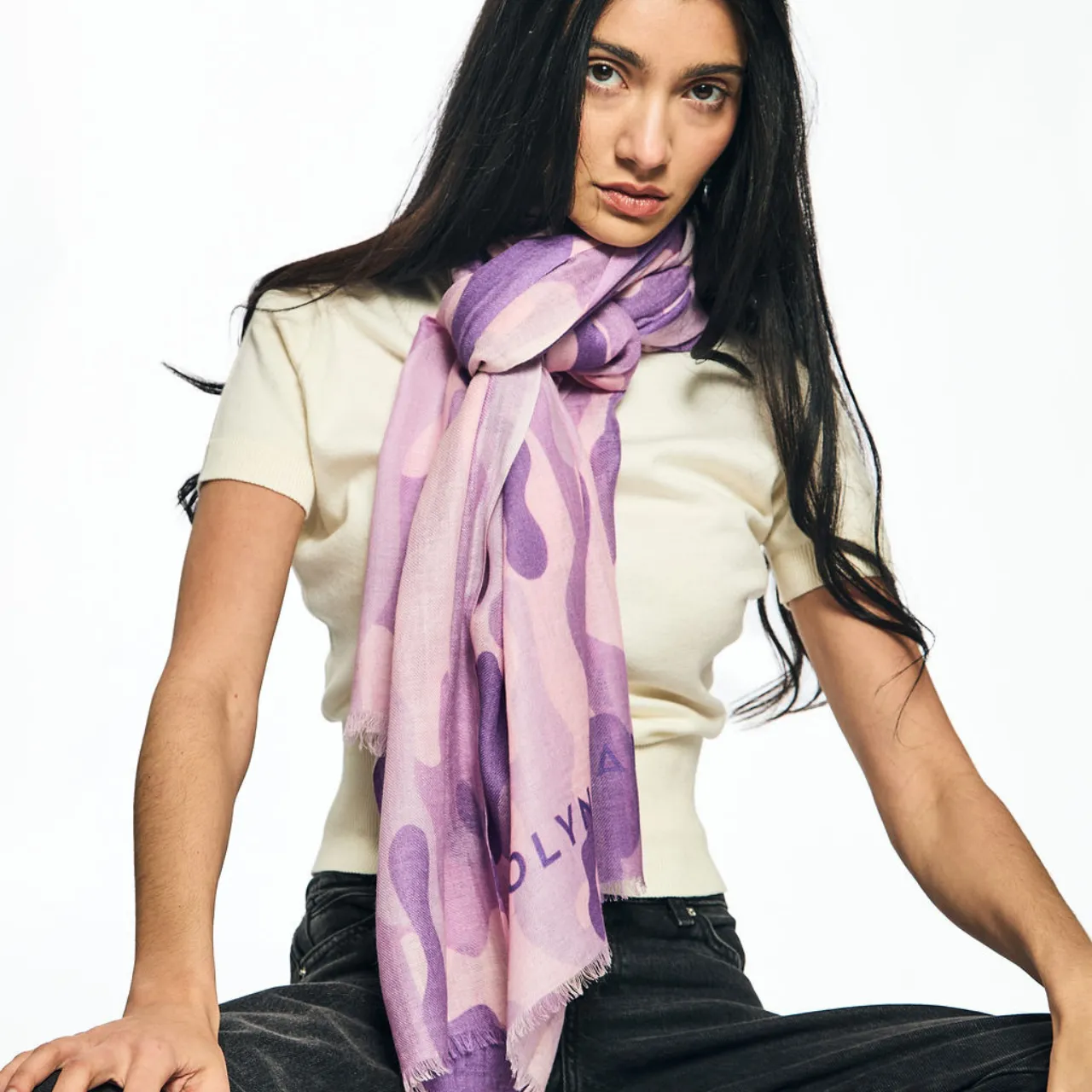 Cashmere Camouflage Shawl - Lavender