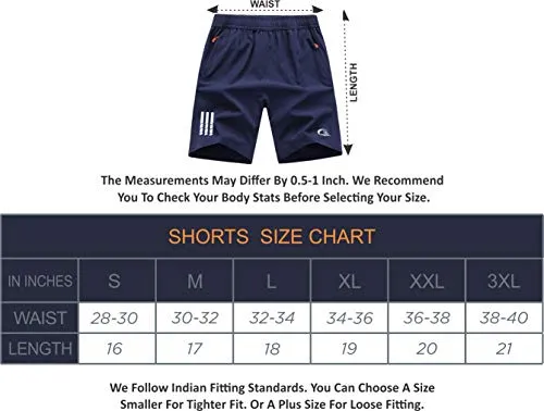 CBlue Men's Outdoor Quick Dry Lightweight Sports Shorts Zipper Pockets (Medium, Light Grey)