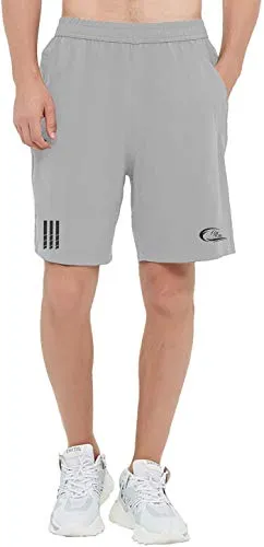 CBlue Men's Outdoor Quick Dry Lightweight Sports Shorts Zipper Pockets (Medium, Light Grey)