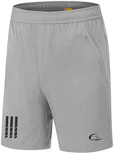 CBlue Men's Outdoor Quick Dry Lightweight Sports Shorts Zipper Pockets (Medium, Light Grey)