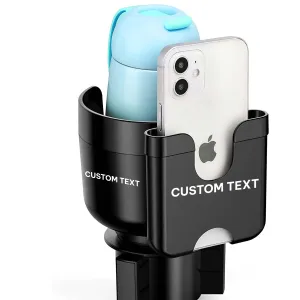 Custom Text Car Cup Holder 2-in-1, Fit with Fiat, Car Cup Holder Expander Adapter with Adjustable Base, Car Cup Holder Expander Organizer with Phone Holder