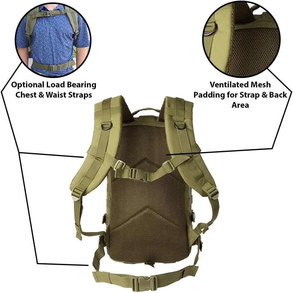 Cycling for Hunting (Olive Men Molle Tactical Rucksack Backpack Bravo - for Heavy-Duty Waterproof Backpack Pack Economical shipping 34L Hiking Military Running, Bag - - Hydration - Large Drab) Compatible Daypack Modern -