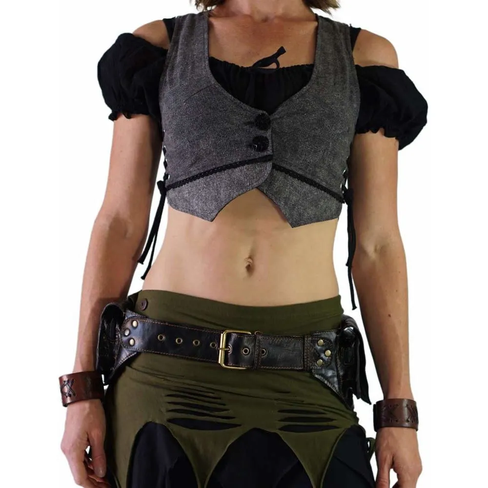 'Double Leaf Diamond' Leather Utility Belt - Black