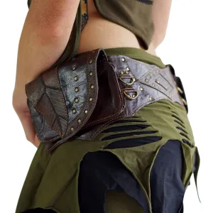 'Double Leaf Diamond' Leather Utility Belt- Brown