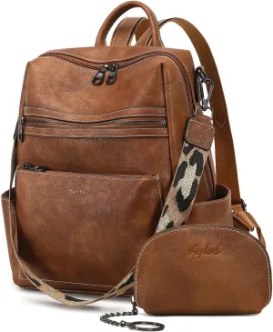 Faux Leather Travel Backpack, Designer Shoulder Bag, Work Handbags for Women