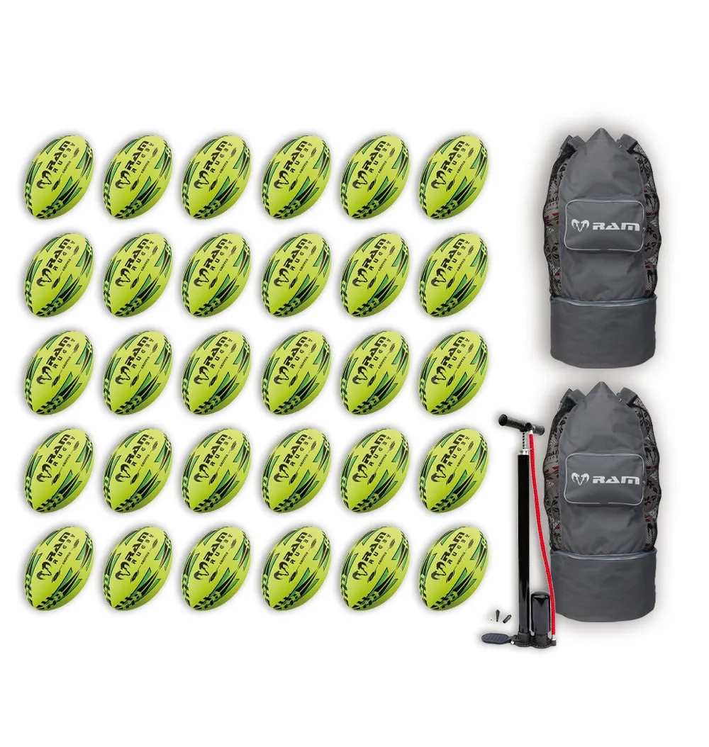 Gripper 2.0 Pro Trainer Neon Yellow, Orange & Green Ball Bundle - 30 x balls and 2 bags