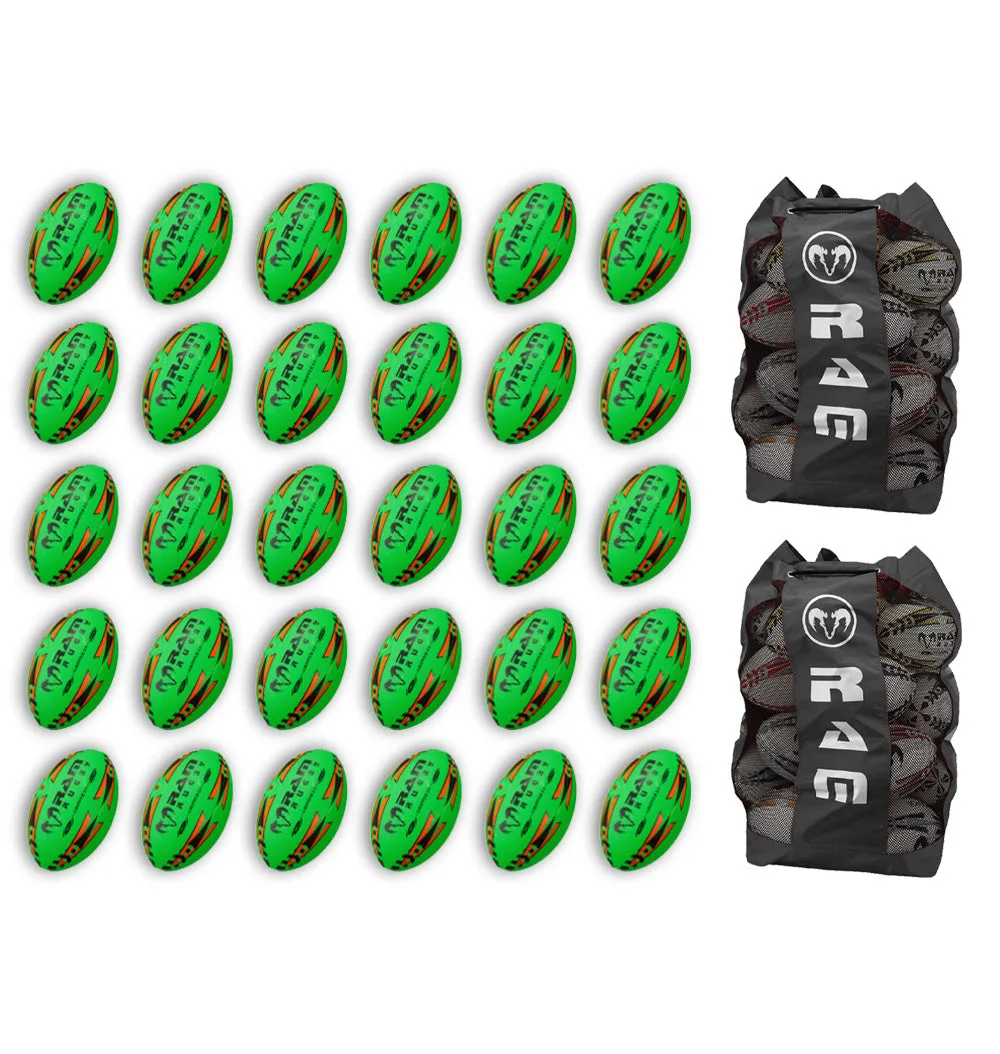 Gripper 2.0 Pro Trainer Neon Yellow, Orange & Green Ball Bundle - 30 x balls and 2 bags