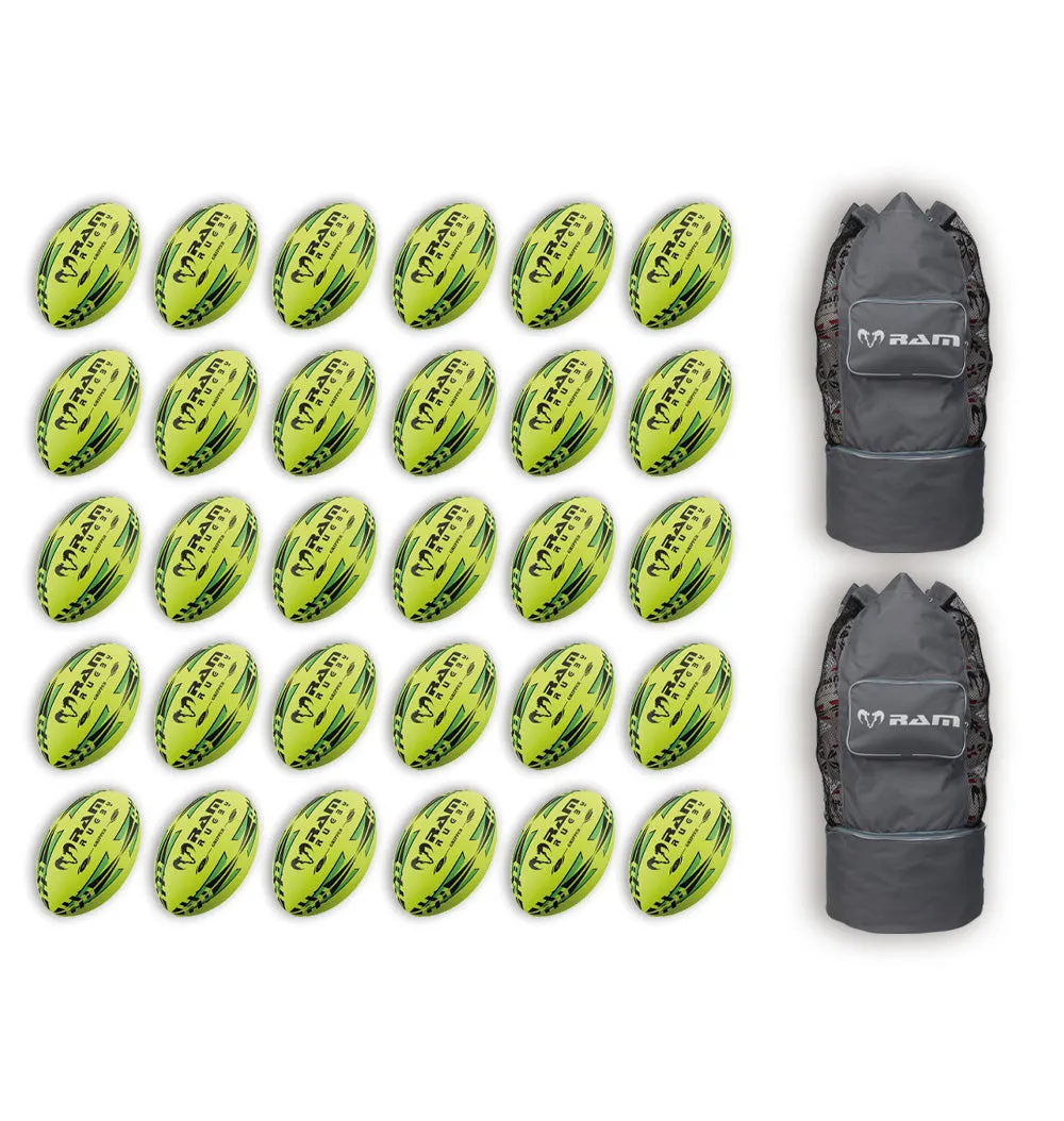 Gripper 2.0 Pro Trainer Neon Yellow, Orange & Green Ball Bundle - 30 x balls and 2 bags
