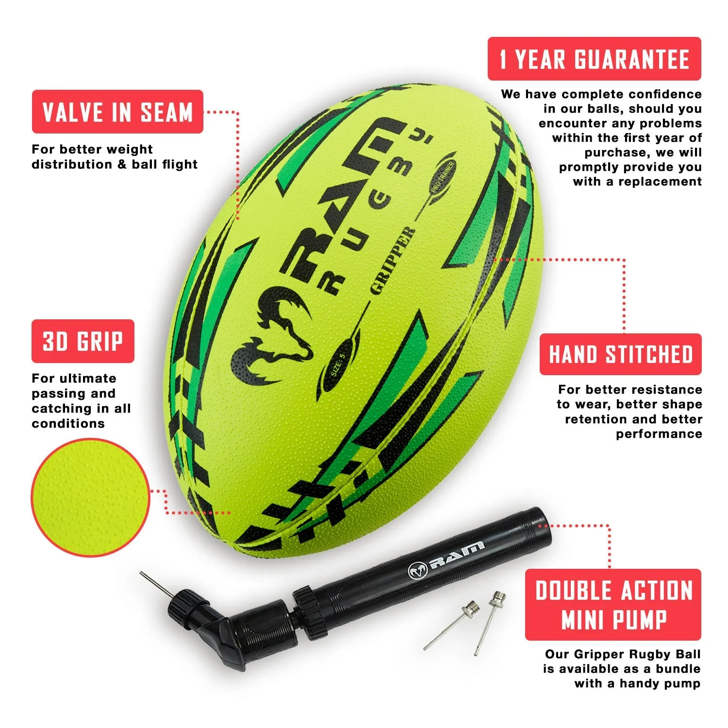 Gripper 2.0 Pro Trainer Neon Yellow, Orange & Green Ball Bundle - 30 x balls and 2 bags