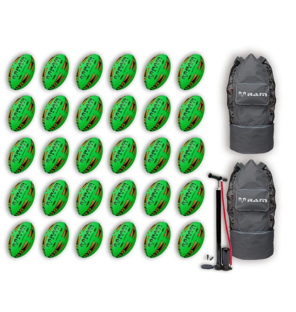 Gripper 2.0 Pro Trainer Neon Yellow, Orange & Green Ball Bundle - 30 x balls and 2 bags