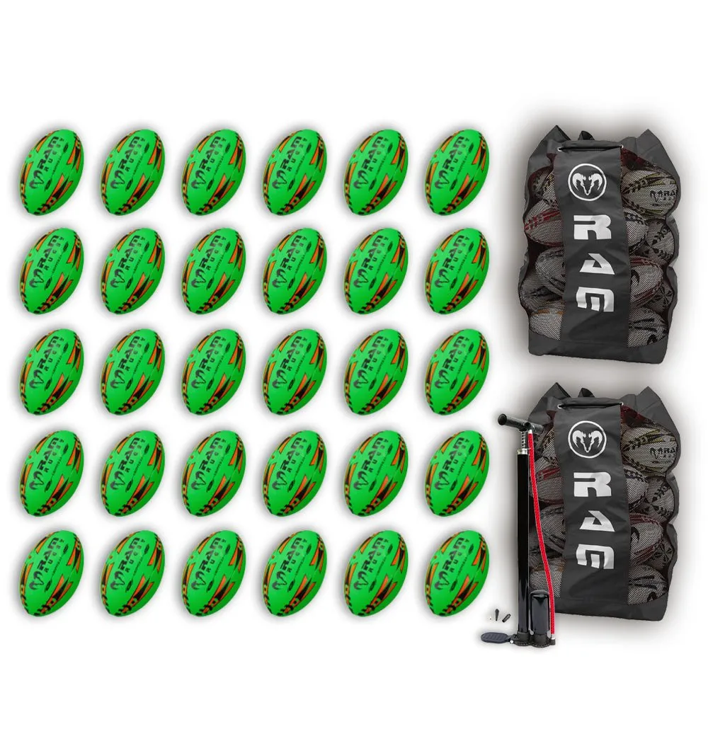 Gripper 2.0 Pro Trainer Neon Yellow, Orange & Green Ball Bundle - 30 x balls and 2 bags