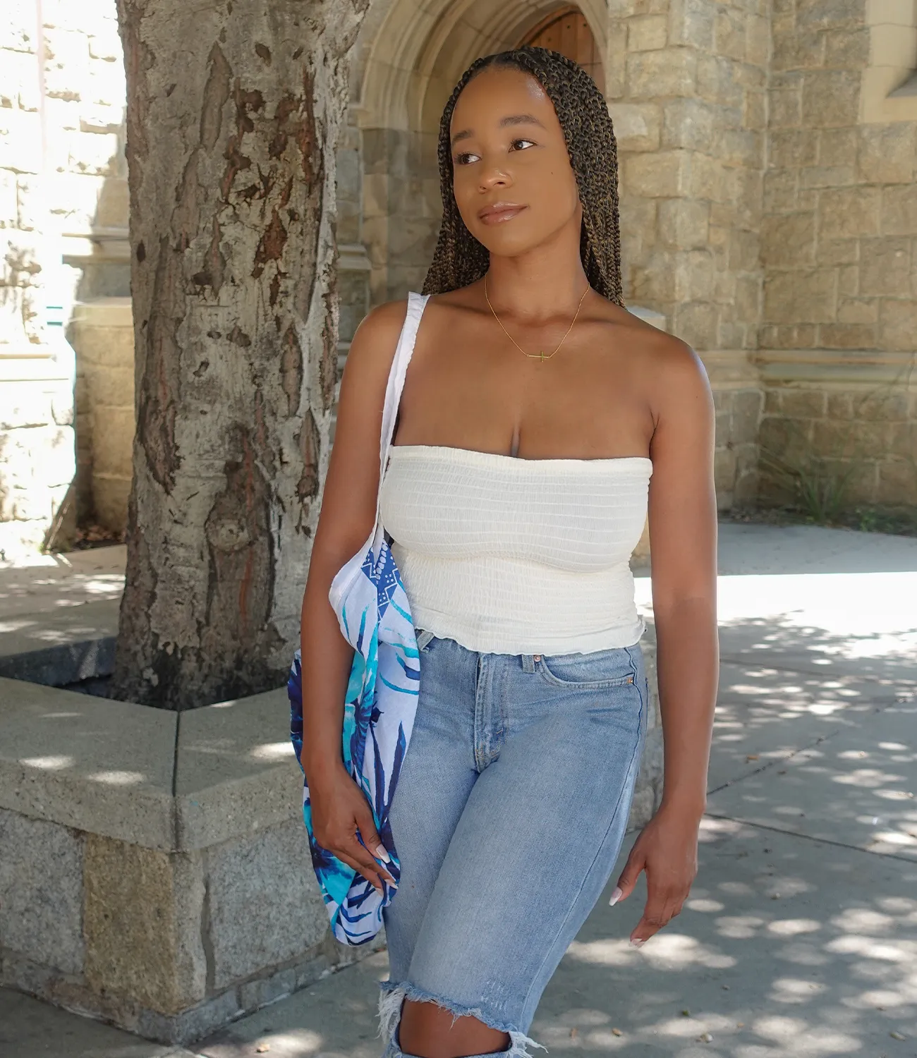 Handcrafted Beach Vibes Boho Bag(Blue/White)