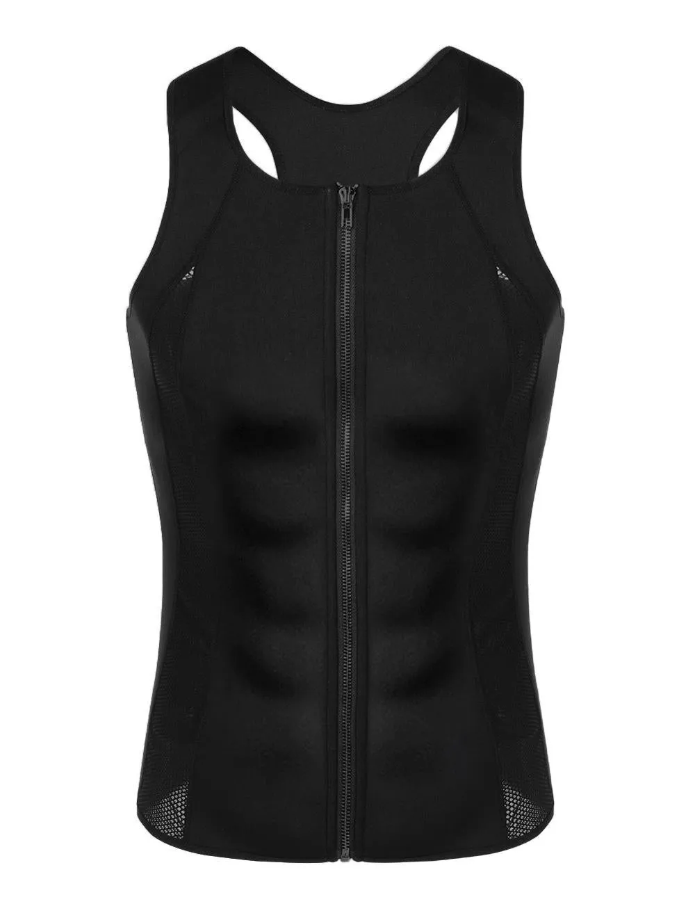 Hot Sauna Sweat Suits Zipper Closure Tank Top Shirt for Men
