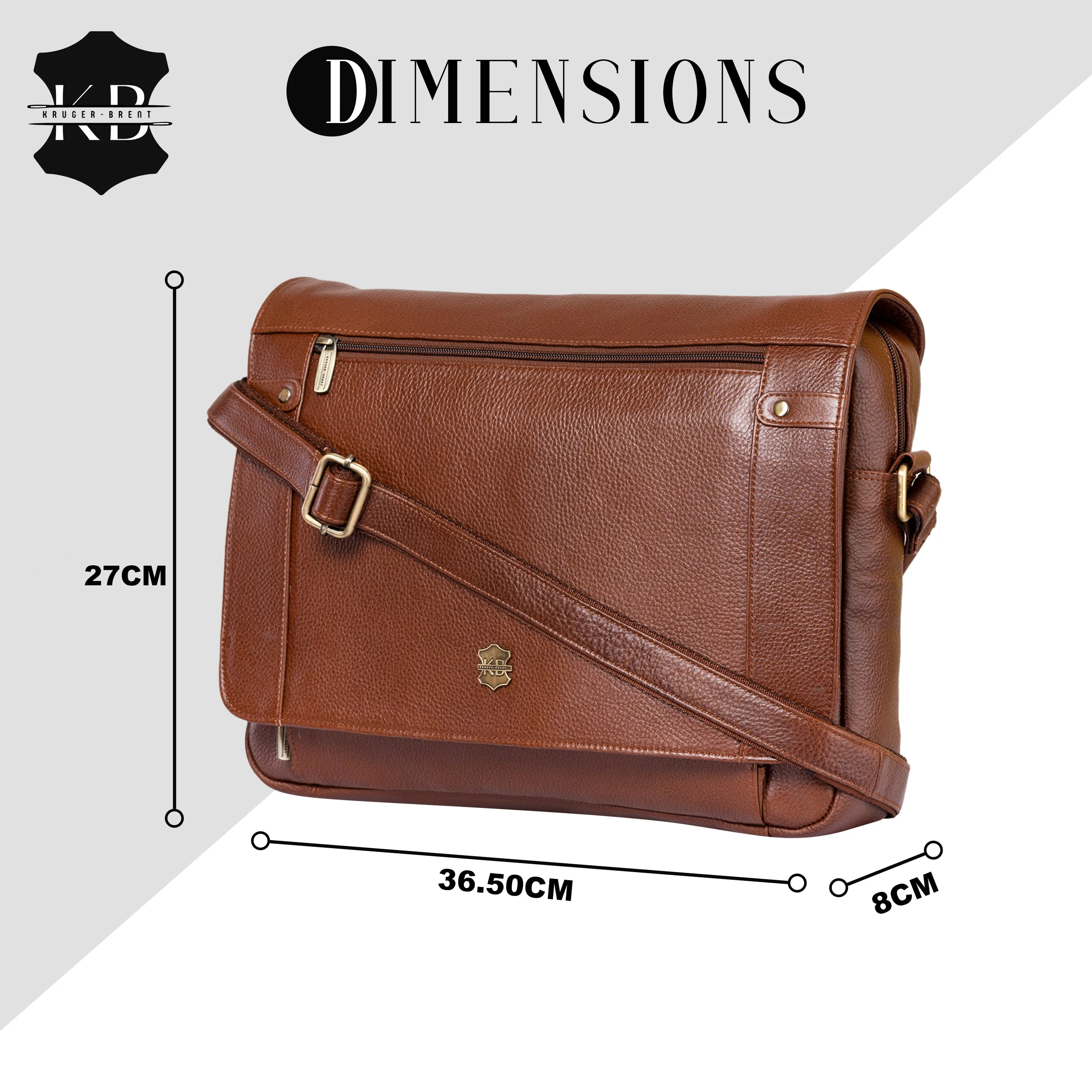 Kuger-Brent Cronus Cognac Genuine Leather Unisex Messenger Bag