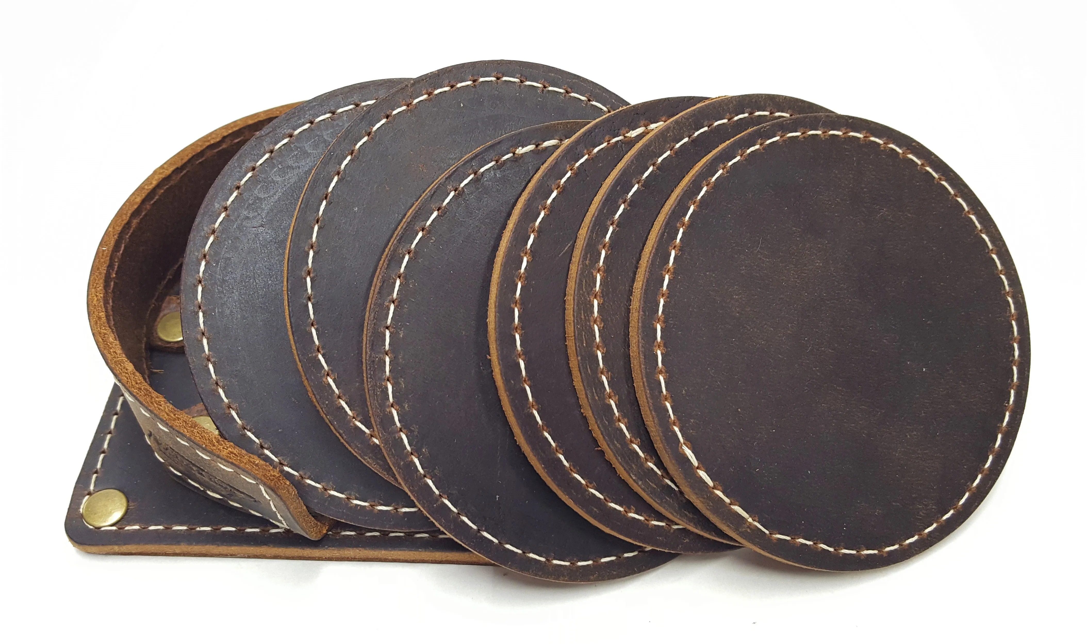 Leather Coaster Corral with Coasters