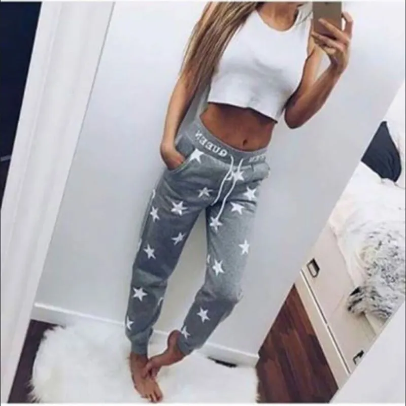 Loose Printed Star Casual Long Trousers