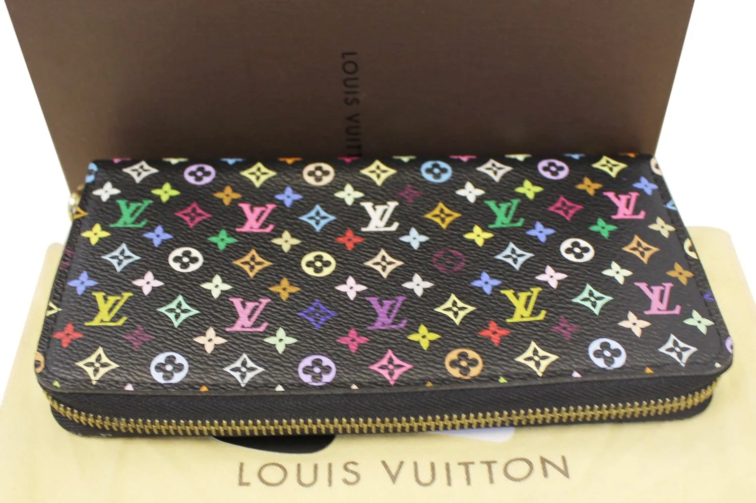 LOUIS VUITTON Black Monogram Multicolore Zippy Wallet