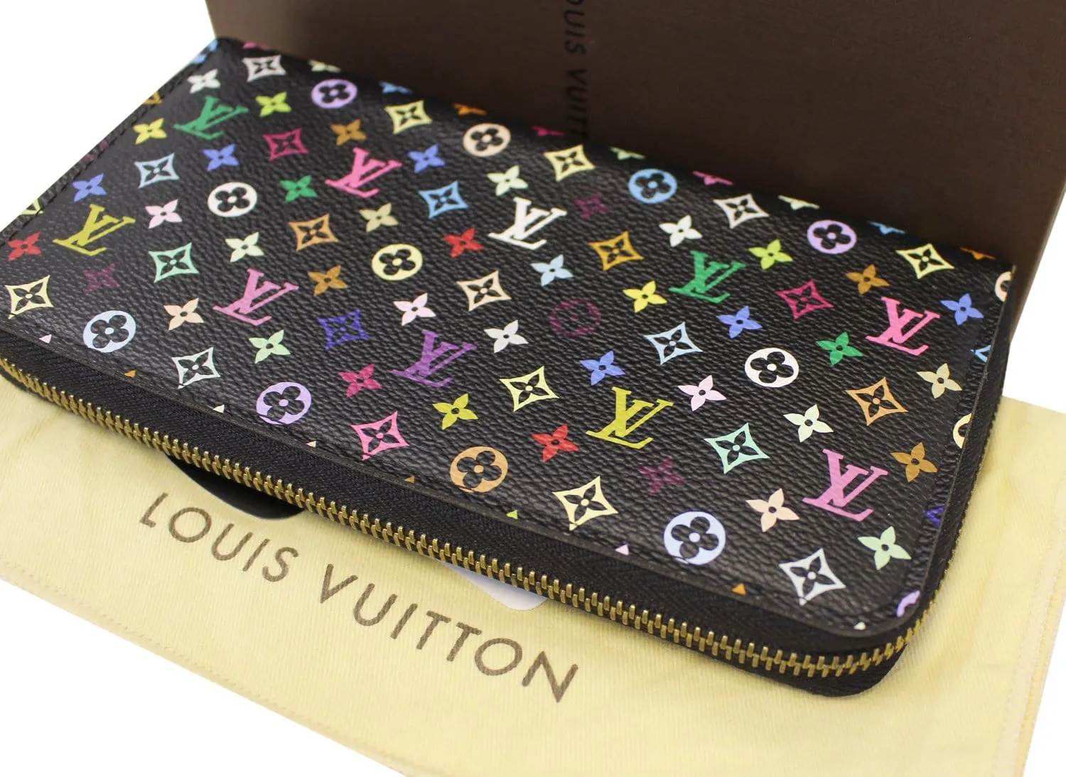 LOUIS VUITTON Black Monogram Multicolore Zippy Wallet