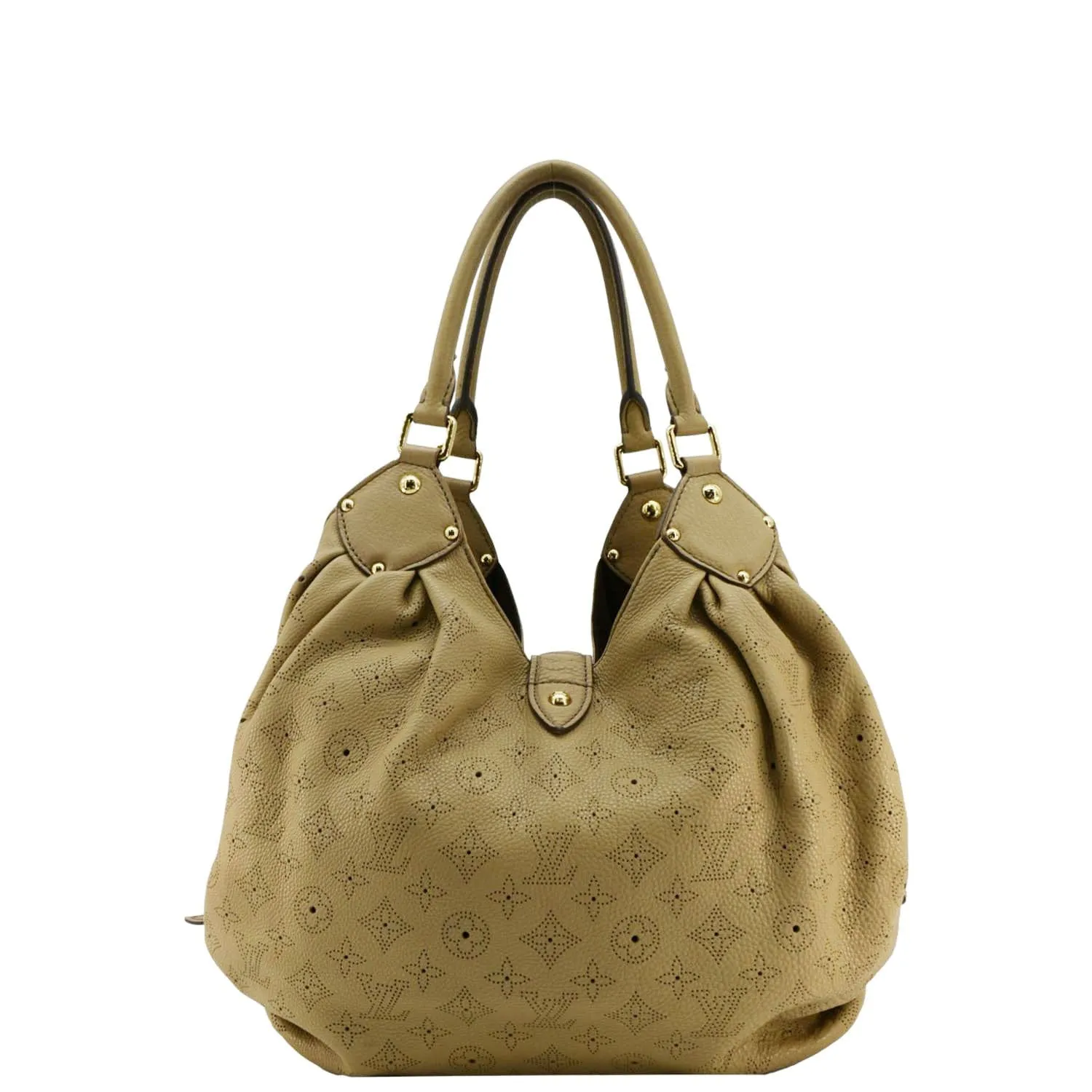 LOUIS VUITTON Solar Large Mahina Leather Hobo Bag Beige