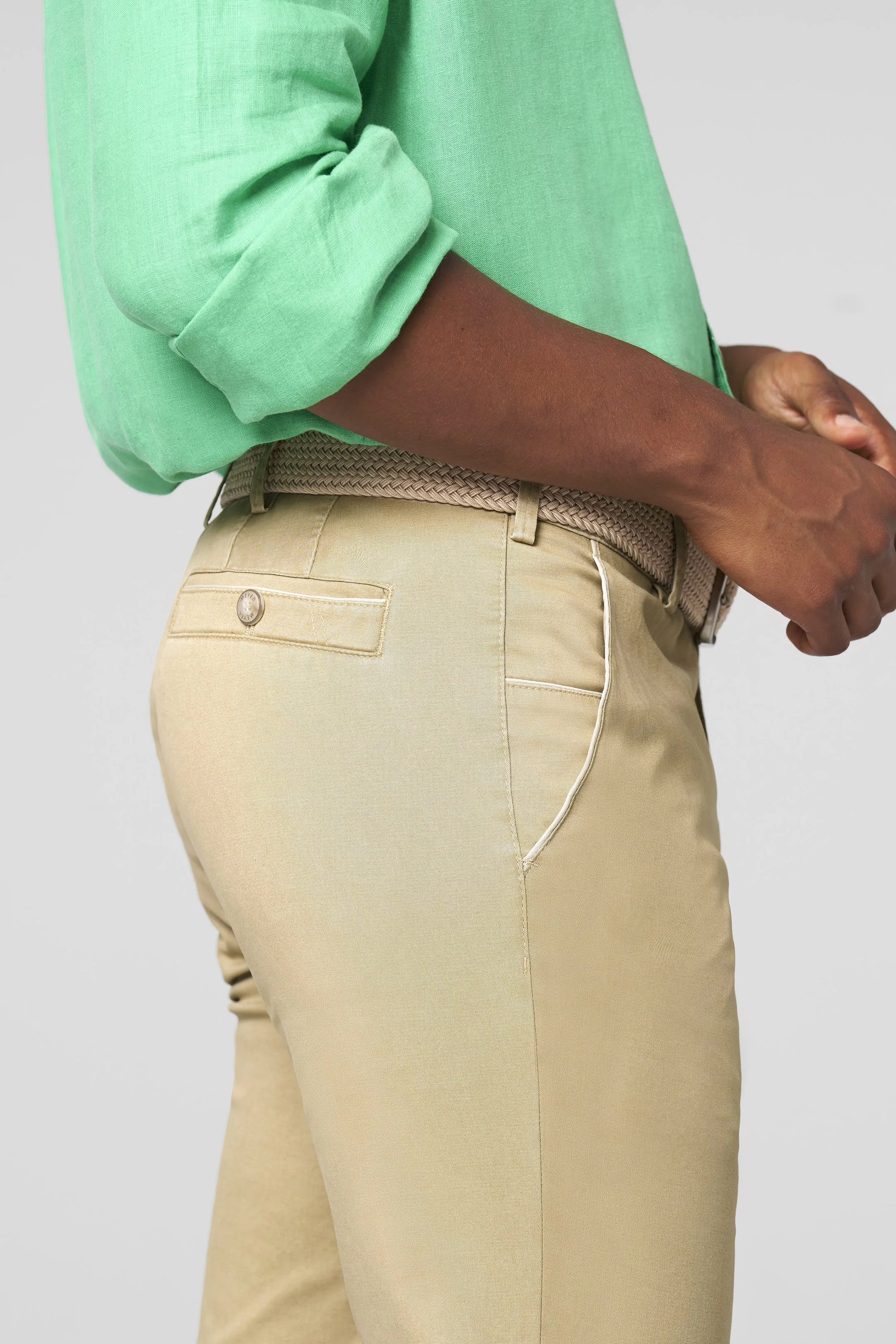 MEYER New York Trousers - 5054 Summer Stretch Twill Chinos - Sand