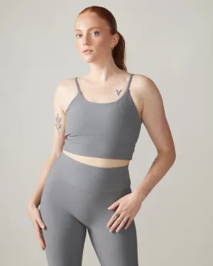 North Star Rib Soft Compression Sports Bra - Stone Grey