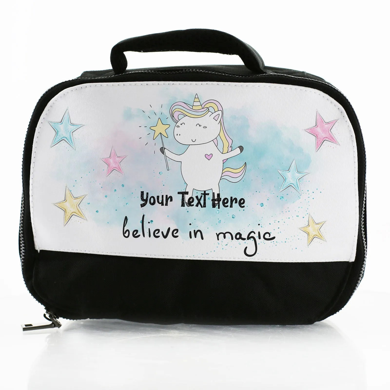 Personalised Lunch Bag with Believe in Unicorns & Name