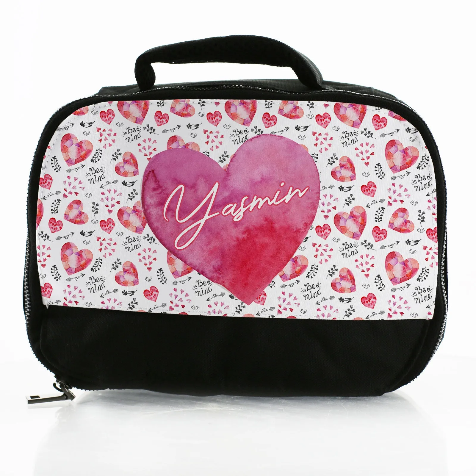 Personalised Lunch Bag with Pink Love Hearts & Name