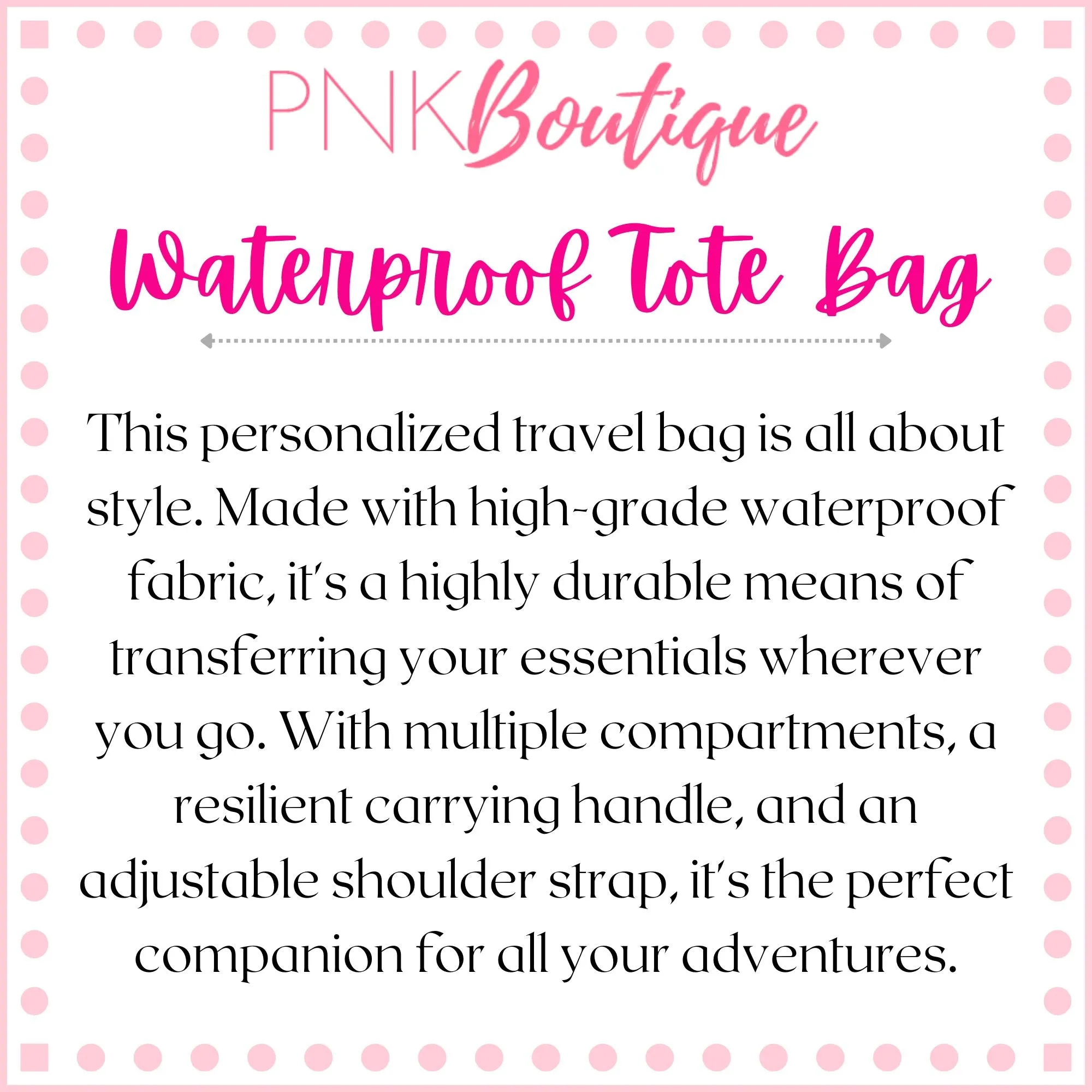 Personalized Green and White Waterproof Tote Bag