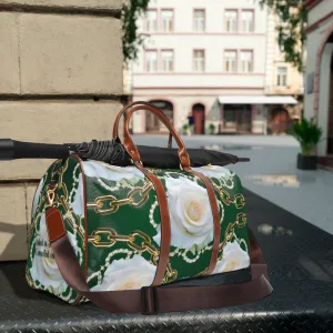 Personalized Green and White Waterproof Tote Bag
