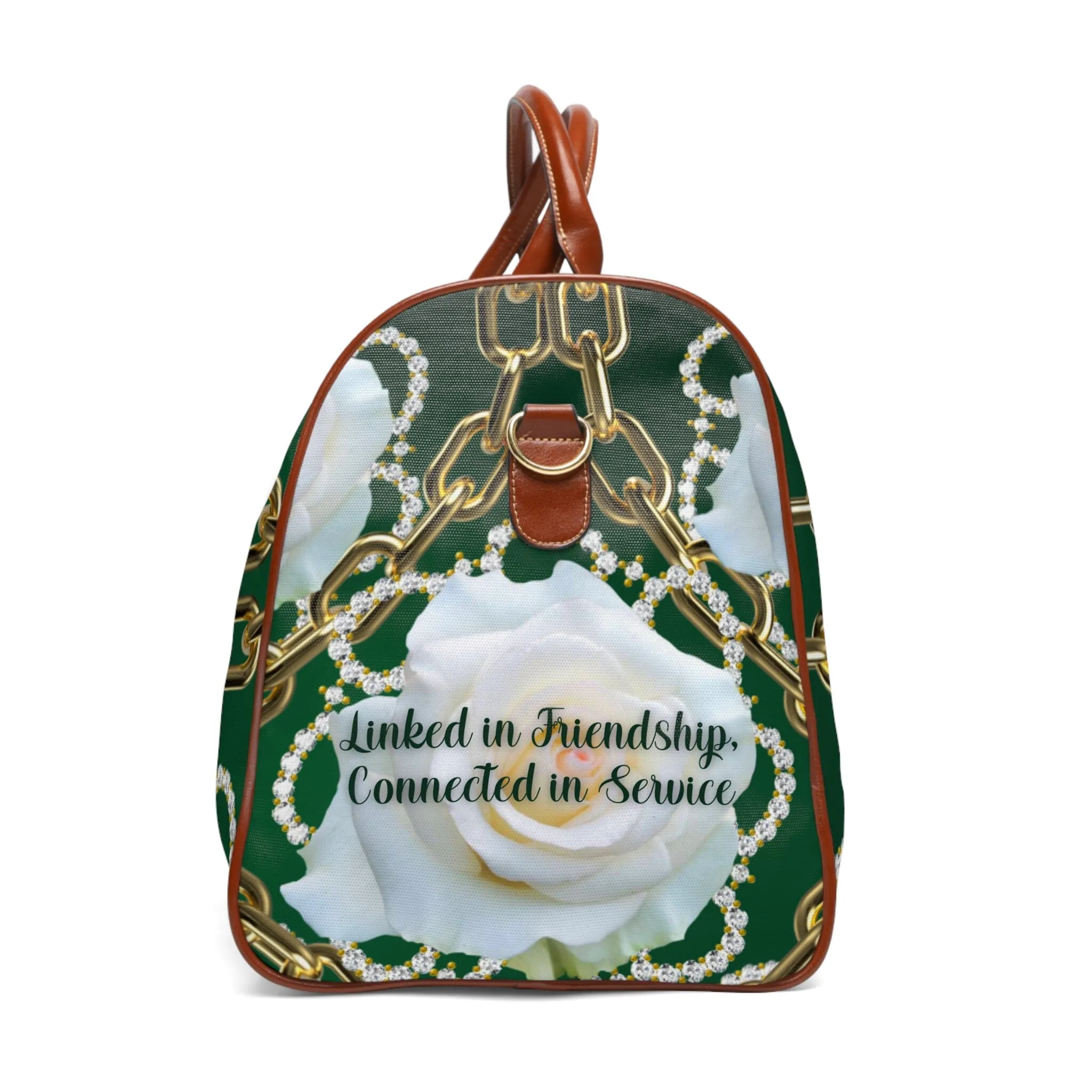 Personalized Green and White Waterproof Tote Bag
