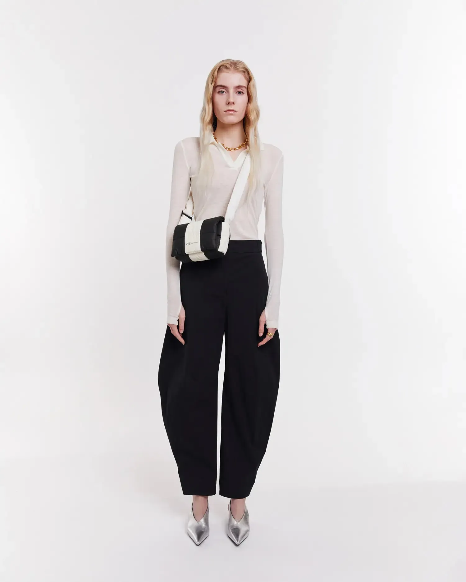 Porter Messenger Mini Black - Marshmallow Stripes