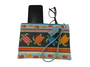 Sea Turtle Hand-stitched Needlepoint Clutch