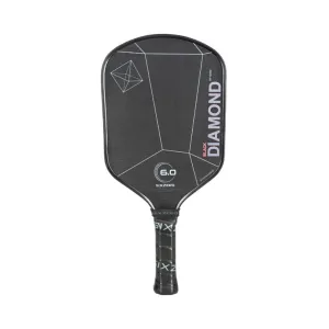 Six Zero Black Diamond Power Grey & Red 16mm Pickleball Paddle