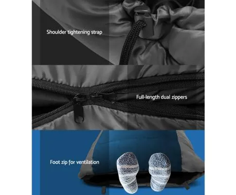 Sleeping Bag Bags Single Camping Hiking -20°C to 10°C Tent Winter Thermal Navy